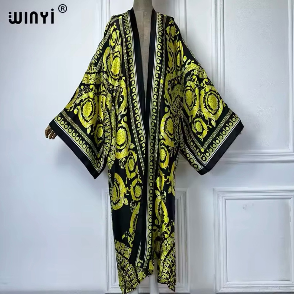Black and Yellow/Green Kimono Robe
